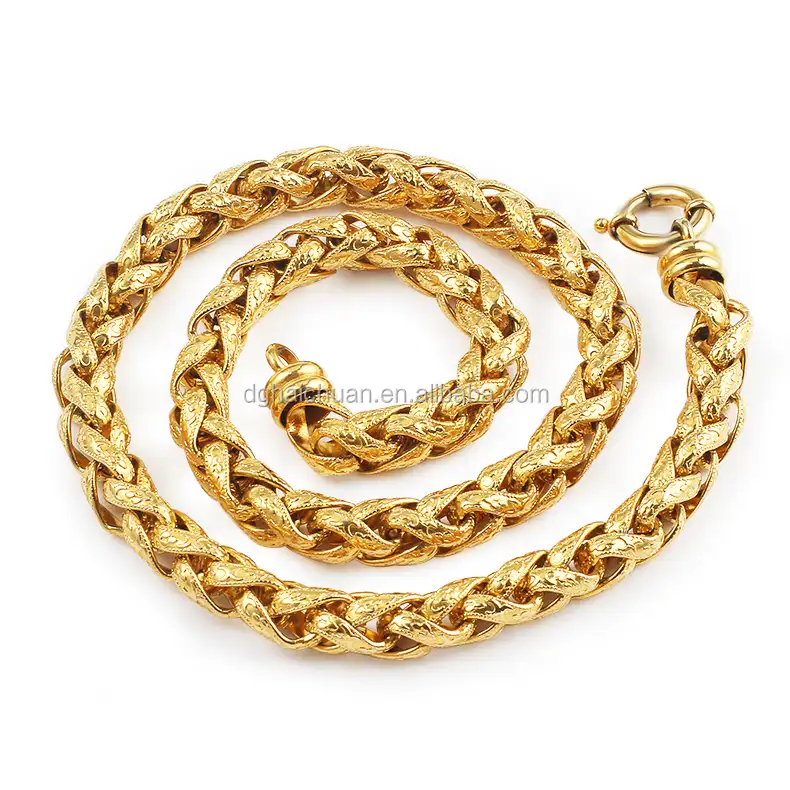 Son altın zincir tasarımları 24k altın kaplama katı ağır altın zincirler paslanmaz çelik kolye