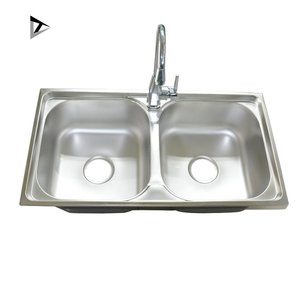 Grande capacité unique conçu durable en aluminium double bol en acier inoxydable évier de cuisine réservoir d'eau - Product Image 1