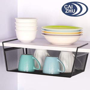 Under <strong>Shelf</strong> <strong>Basket</strong> 2-Pack Under Cabinet Hanging Storage Wire <strong>Basket</strong> Organizer Dish Spice Kitchen Storage Rack - Product Image 2