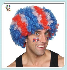 Perruques Afro pour hommes, drapeau National britannique, rouge, blanc, bleu, pas cher, Fan de sport, HPC-0060 - Product Image 2