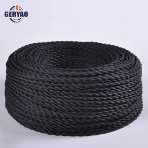 Negro colorido antiguo textil alambre trenzado extensión tela cable trenzado alambre eléctrico