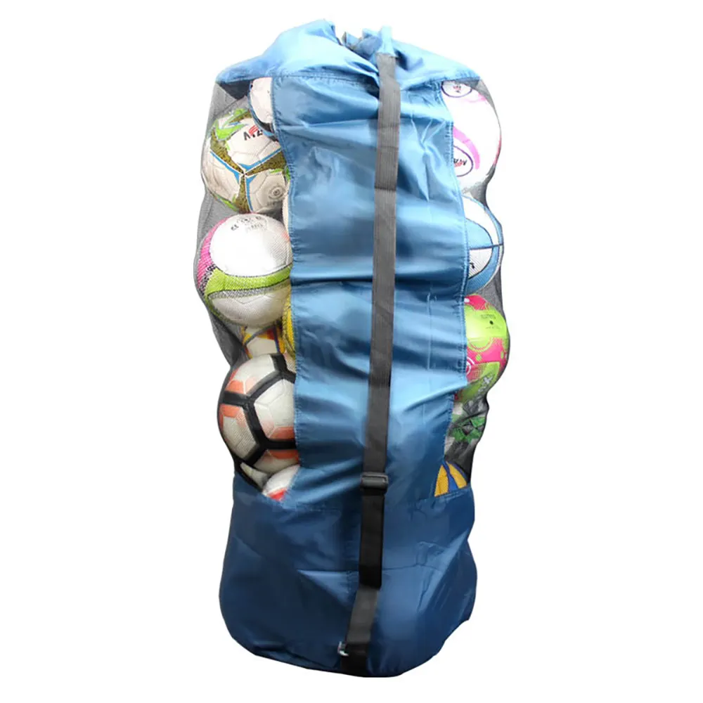 बड़ी क्षमता के साथ भारी शुल्क मेष Drawstring फुटबॉल टोकरी फुटबॉल की गेंद बैग समायोज्य कंधे का पट्टा