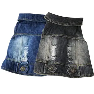 GMTPET Pet Apparel Supplier Shirt Hot High Quality Blank Simply Dog Coat Pet Cloth Denim Jacket Pet Dog Denim Skirt Jeans Solid