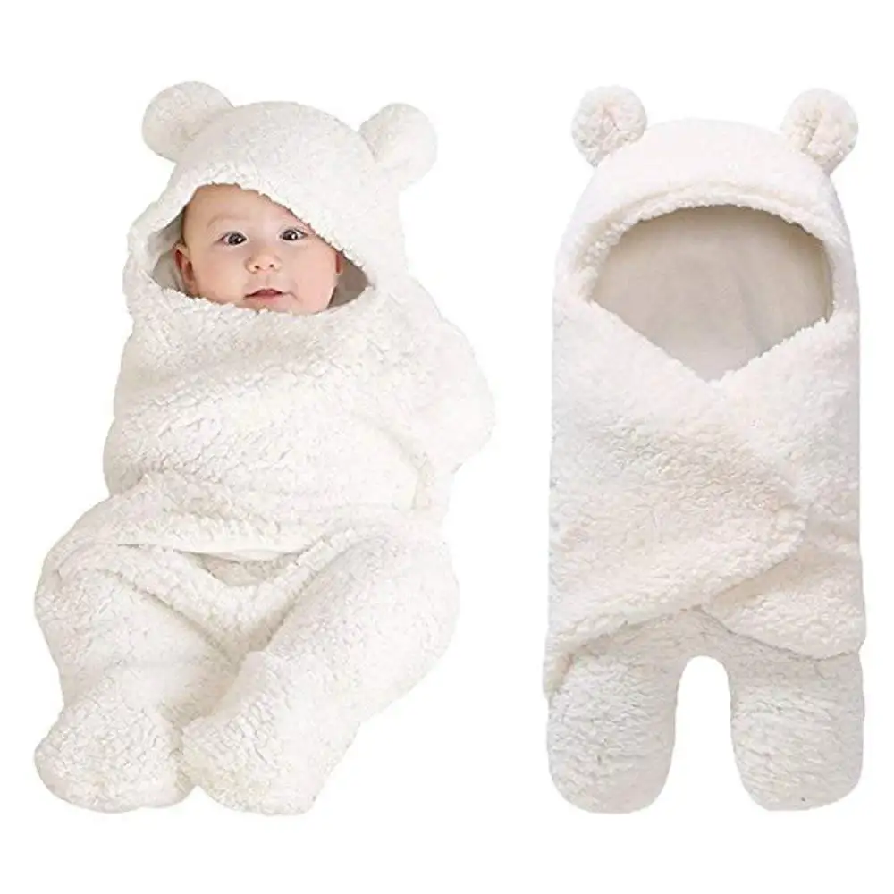 Newborn Baby Boys Girls Cute Cotton Plush Sleeping Bag Receiving Blanket Sleeping Wrap Swaddle