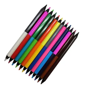 7 بوصة مدرسة قلم رصاص ملون جامبو حجم جولة مزدوجة من جانب قلم رصاص ملون
