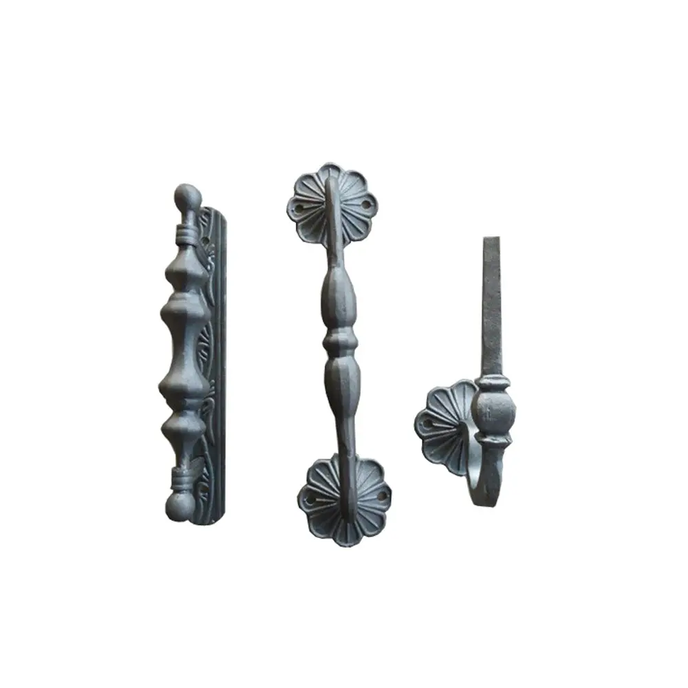 De acero sólido de hierro forjado manijas de puerta para puertas de hierro forjado