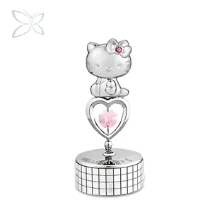 水晶日本角色装饰有灿烂的切割水晶Hello Kitty生日礼物音乐盒