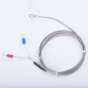 K type 2m metal screening cable 6mm diameter hole ring head thermocouple temperature sensor, round ring k type thermocouple