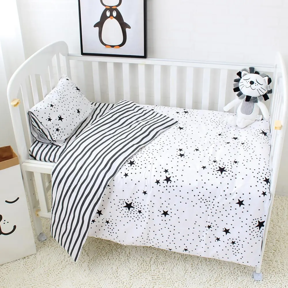 Selimut Quilt Warna Polos Katun 100% Lembut Anak Perempuan Anak Laki-laki Sarung Bantal Selimut 3 Potong Set Tempat Tidur Bayi