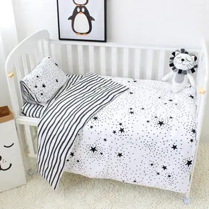Juego de ropa de cama de 3 piezas para niño y niña, manta suave de 100% algodón orgánico de Color liso, edredón para bebé, funda de almohada