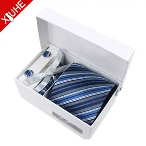 Commercio all'ingrosso Mens poliestere cravatta cravatta gemello regalo set