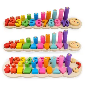 Bán sỉ số khối câu đố-Kid đồ chơi giáo dục bằng gỗ đồ chơi số hình dạng bằng gỗ khối câu đố