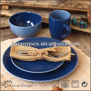 deux tons <span class=keywords><strong>bleu</strong></span> en céramique en <span class=keywords><strong>grès</strong></span> <span class=keywords><strong>vaisselle</strong></span> ensembles - Product Image 1