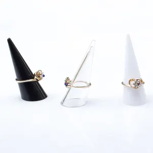 Fashion Popular Mini Acrylic Jewelry Finger Ring Holder Triangle cone Jewelry Display Shelf Rack Stand