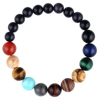 Nouvelle mode 2019 perle de huit planètes pour hommes, pierre naturelle, univers, Yoga solaire, Chakra, Bracelet d'énergie, bijoux pour hommes, vente en gros