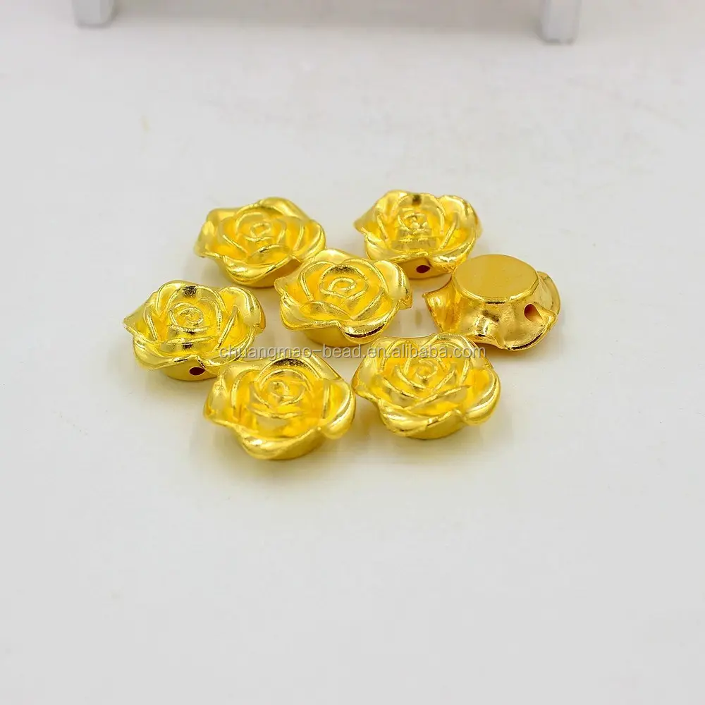 CCB perles en forme de rose en plastique perles de placage d'or