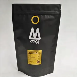 Kantong Kopi Hitam 250G/500G, Kemasan Plastik Perak/Dapat Dipakai Ulang, Kantung Kemasan Biji Kopi Ritsleting Plastik dengan Katup