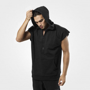 Custom Logo Design Printed Plus Size Casual Knitted 100% Cotton Summer Sleeveless Gym <strong>Hoodie</strong> - Product Image 4