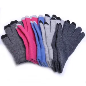 Winter soft Gloves 3 Fingers Touch screen Glove Customized designs 5 Fingers Winter Acrylic gloves