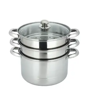 Three Layers Double Boiler 3 Tiers Food Steamer Cooking Pot