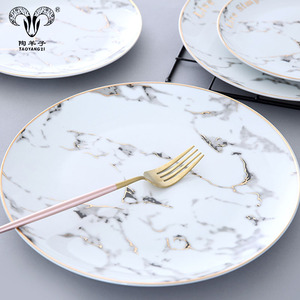 Ensemble <span class=keywords><strong>de</strong></span> plats en céramique en <span class=keywords><strong>marbre</strong></span> craquelé <span class=keywords><strong>de</strong></span> bonne qualité en gros / Assiette à dîner en céramique - Product Image 5