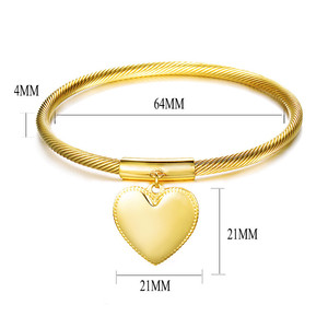 brazalete de dije corazon estilo cable moda en acero dorado inoxiable - Product Image 2