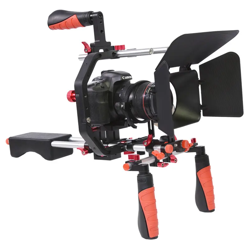 JingYing in lega di alluminio universale DV DSLR rig spalla della macchina fotografica con segue il fuoco matte box