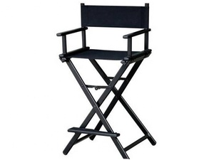 Chaise de Réalisateur Extra Large Premium avec Cadre Noir et Toile Noire, Chaise de Maquillage en Aluminium à Hauteur de Comptoir - Product Image 2