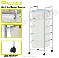PROMO Vente en gros Chariot de rangement multifonctionnel blanc à 5 niveaux en plastique et acier pour la maison et le bureau, chariot à tiroirs pour salon, fabriqué à Taïwan