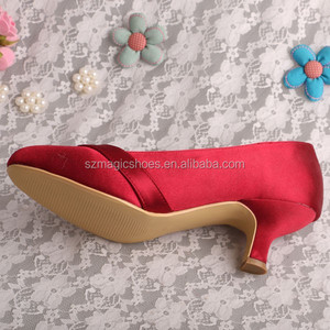 Chaussures en tissu <span class=keywords><strong>rouge</strong></span> vin à talons bas - Product Image 5