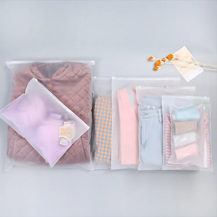 HOYO Tas Pakaian Baju Renang Cetakan Kustom, Kantong Bikini Logo Frosted Ziplock Pakaian Plastik Kemasan Tas untuk Pakaian