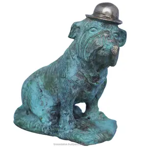 Brass Animal Sculpture Dog with hat a handmade brass artware for home or office decor