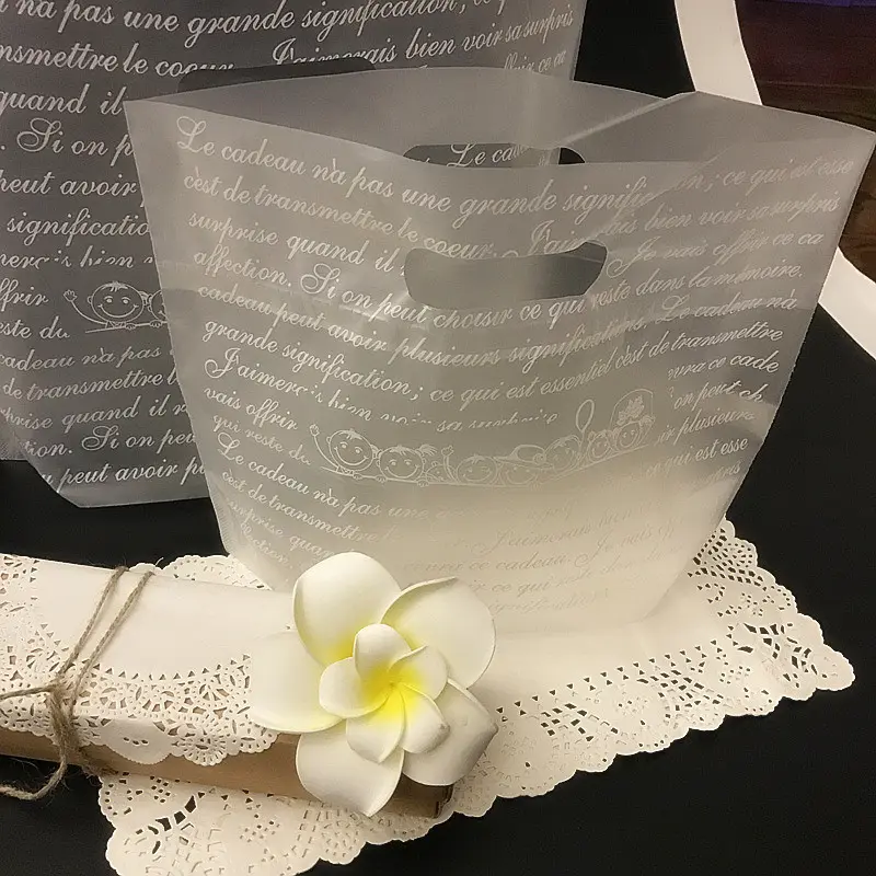 مخصص مطبوعة البلاستيك لاصق التصحيح مقبض حقائب للوجبات الخفيفة لحضور حفل زفاف هدية