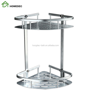 Hot Selling Modern Durable Space Aluminum 2-tier Shower <strong>Corner</strong> Basket Shelf <strong>Caddy</strong> for <strong>Bathroom</strong> and Kitchen - Product Image 2