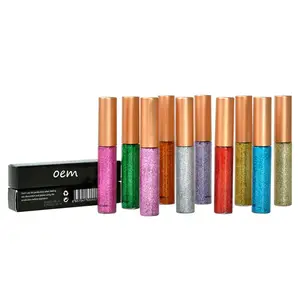 High qualität wasserdicht eye liner private Label 12 farbe flüssigkeit glitter Eyeliner für auge