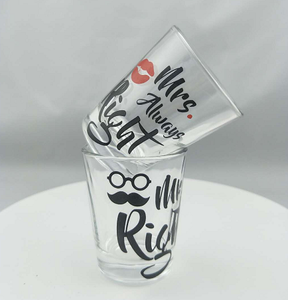 Logo personalizzato trasparente colorato <span class=keywords><strong>Mr</strong></span> and Mrs sempre destro bicchiere da liquore bicchiere da liquore - Product Image 6
