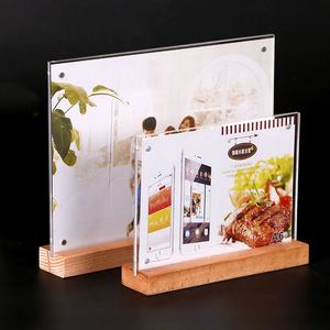 Quảng cáo rõ ràng Acrylic giữ dấu hiệu với gỗ sồi cơ sở Acrylic Bảng số dấu hiệu đứng đám cưới bằng gỗ cơ sở hiển thị đứng - Product Image 4