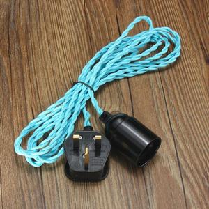 3M E27 Vintage trenzado <span class=keywords><strong>Cable</strong></span> de tela <span class=keywords><strong>con</strong></span> <span class=keywords><strong>enchufe</strong></span> para Reino Unido de araña colgante de luz de la lámpara de la bombilla del sostenedor del zócalo - Product Image 3