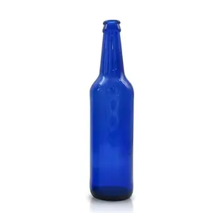 도매 botellas de vidrio para licor 블루 그린 클리어 빈 유리 맥주 병 330ml 0.33l 500ml 와인 유리 병 크라운 캡