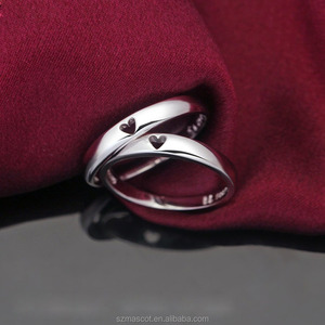 Đơn Giản Tim Nhẫn Cưới Đặt Nhẫn Bạc Trang Sức Mạ Vàng 925 Bạc Linh Vật Đính Hôn Cho Các Cặp Vợ Chồng 18K Trắng 2 Grams - Product Image 4