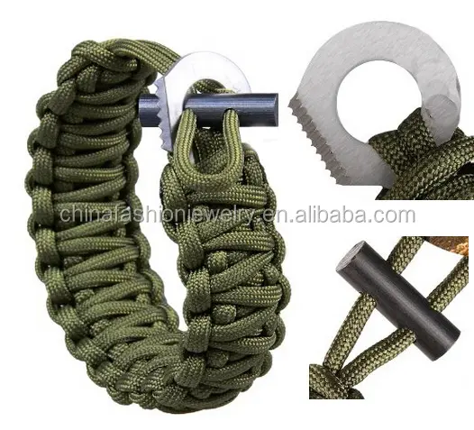 2016 einstellbare Premium 550-lb Paracord Überleben Armband mit Feuer Starter Und Sharpe Auge Messer