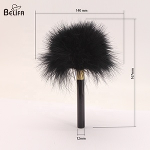 Belifa private label nero turchia piuma dei capelli cipria in polvere spazzola di trucco con acrilico di alta qualità maniglia - Product Image 2