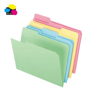 Papeterie en gros, 7 à 10 couleurs disponibles, 100 par boîte, classeur à 3 onglets en papier manille coloré - Product Image 5