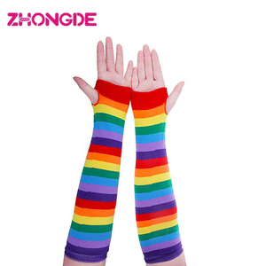 Custom Rainbow Stripe Fingerless Gloves <strong>Arm</strong> <strong>Warmer</strong> - Product Image 4