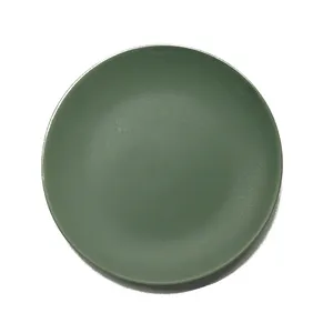 Оптовая продажа, посуда, плоские круглые матовые зеленые фарфоровые обеденные тарелки