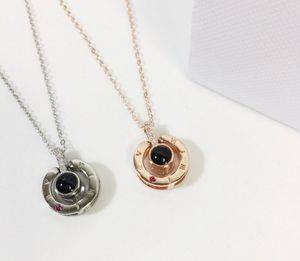 Collier pendentif circulaire avec inscription « Je t'aime » en 100 <span class=keywords><strong>langues</strong></span>, plaqué argent et or rose, tendance 2021, haute qualité - Product Image 2