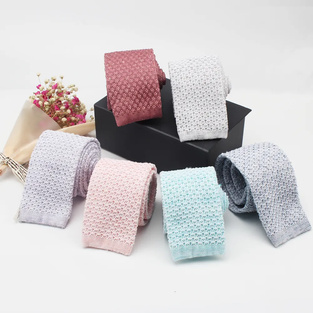 Nouveaux Styles Dacheng affaires en gros cravate tricotée hommes tricot Cravate Gravata soie lin mélange cravates pour hommes