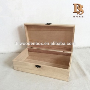 Boîte à bijoux en bois Paulownia inachevée <span class=keywords><strong>bac</strong></span> de rangement à couvercle à charnière bon marché pour l'emballage de cadeaux pour les bijoux et les petits articles - Product Image 3