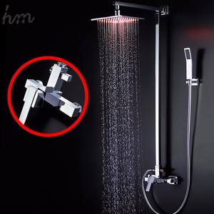 Ensemble <span class=keywords><strong>de</strong></span> douches LED carrées avec douchette à main et <span class=keywords><strong>barre</strong></span> coulissante pour accessoires <span class=keywords><strong>de</strong></span> salle <span class=keywords><strong>de</strong></span> bain, robinets - Product Image 3