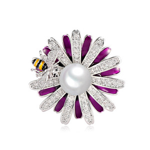 Coreano abeja flor perla broche de circonio de seda de alta-calidad hebilla de bufanda de doble broche-cobre broche mujeres <span class=keywords><strong>ropa</strong></span> accesorios - Product Image 5